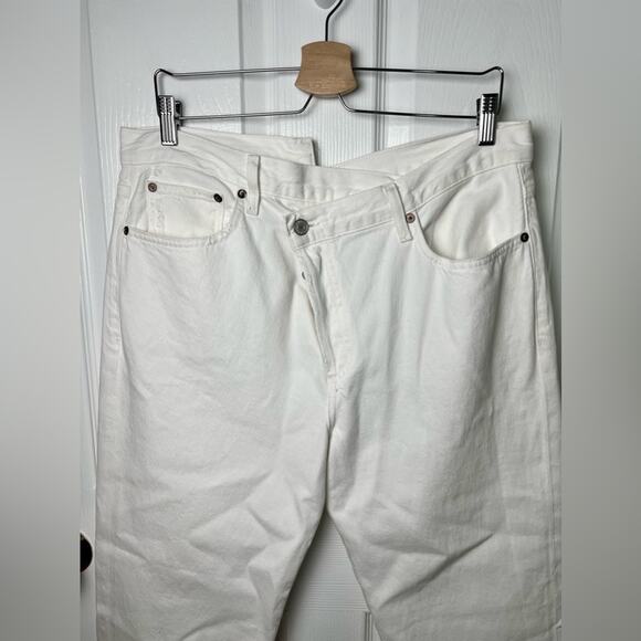 Agolde Criss Cross High Rise Straight Leg Organic Cotton White Jeans 32 - Picture 3 of 8
